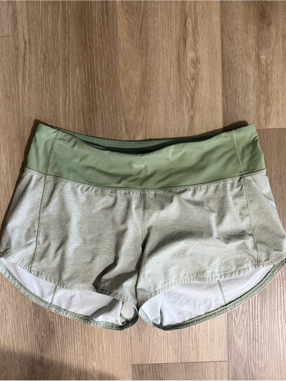 lululemon athletica Light Green Wide-Waistband Athletic Shorts